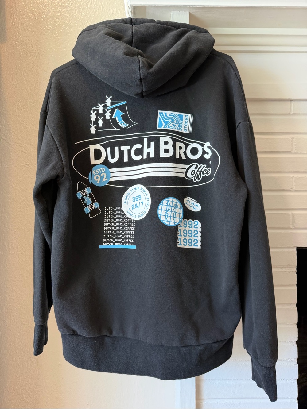 Dutch Bros Coffee Black Graphic Pullover Hoodie Medium